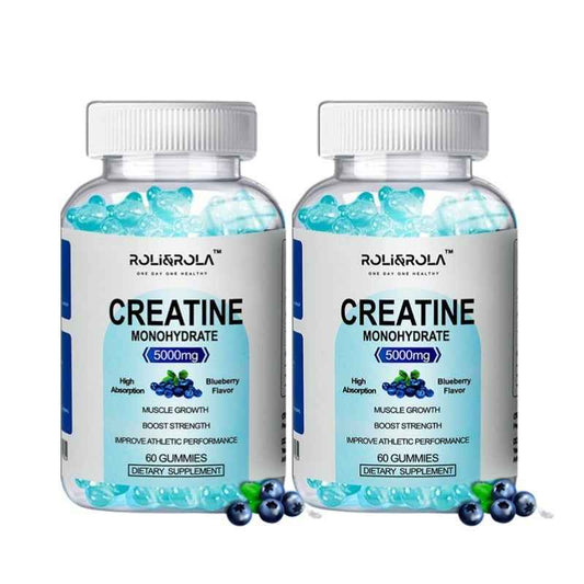 High Strength Creatine Monohydrate Gummies, Blueberry Flavored - 60 Gummies X 2 Bottles