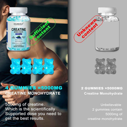 High Strength Creatine Monohydrate Gummies, Blueberry Flavored - 60 Gummies X 2 Bottles